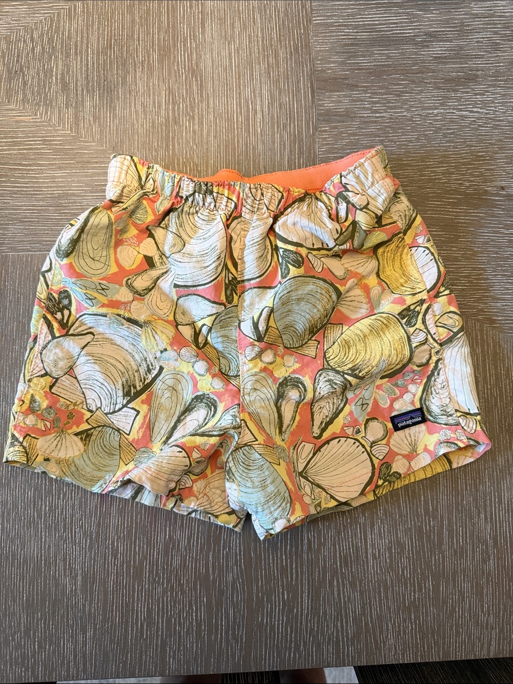 Patagonia Coral Shell Print Kids Shorts with Cream & Yellow Shells